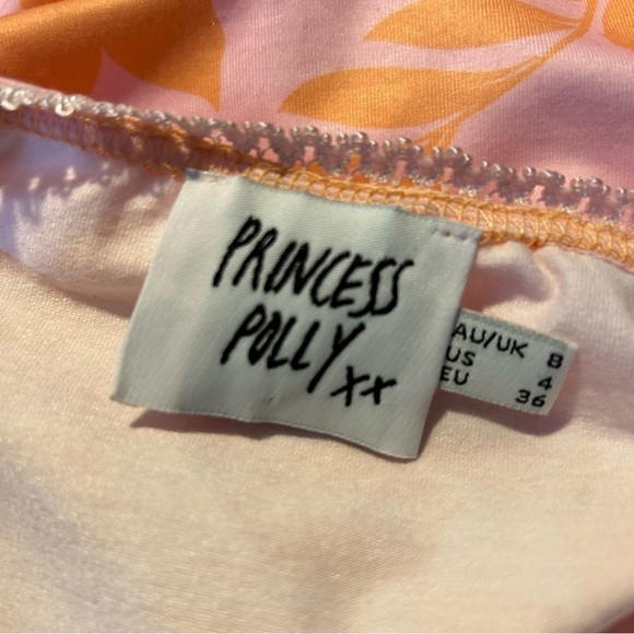 Princess Polly Pink & Orange Floral Mini Skirt Size 4 - Picture 4 of 8